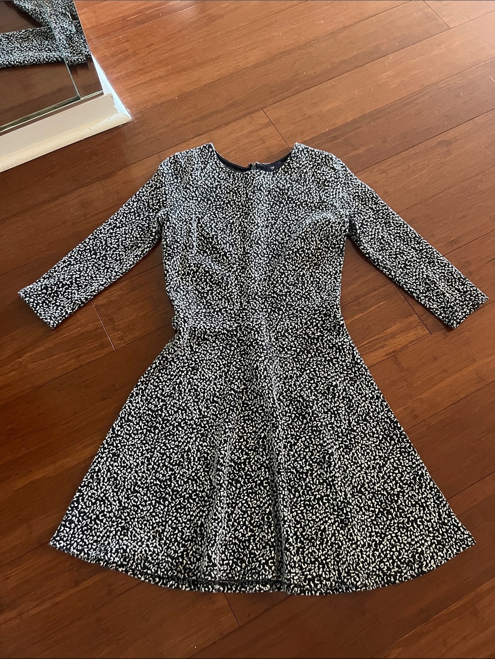 Black & White Printed Fit-and-Flare Dress